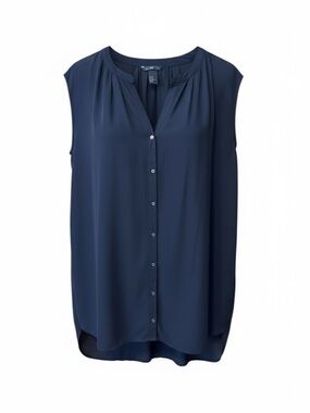 H&M Sleeveless Button Down Tunic Dress Black Flowy Size 16